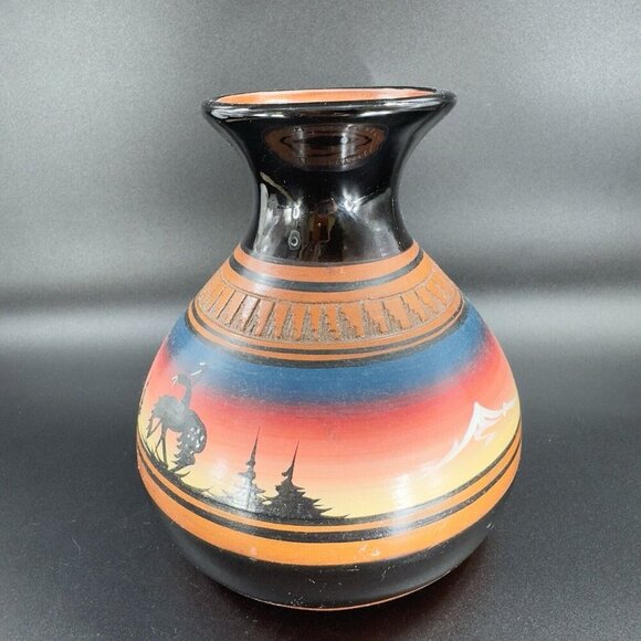 Vintage Native American Hand Made Pottery Vase Vessel Signed Dino RedWare Vase - Picture 11 of 15